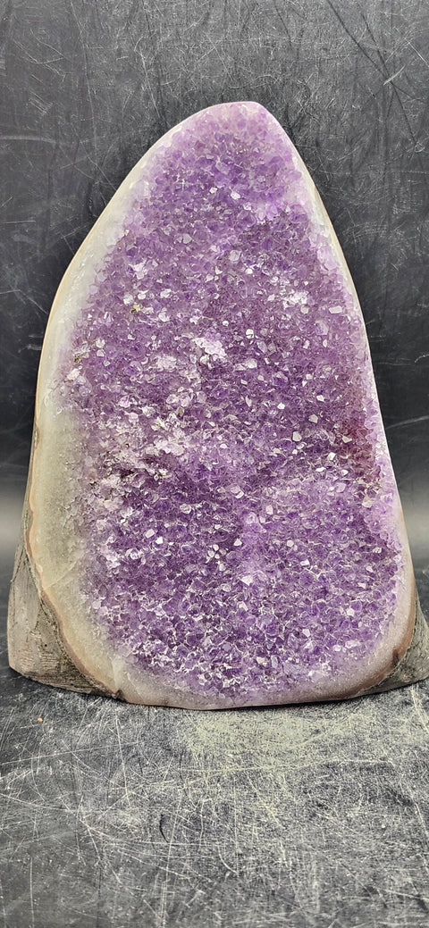 Amethyst cut base free form! 1.13 pounds, 4.7 inches tall, 3.4 wide
