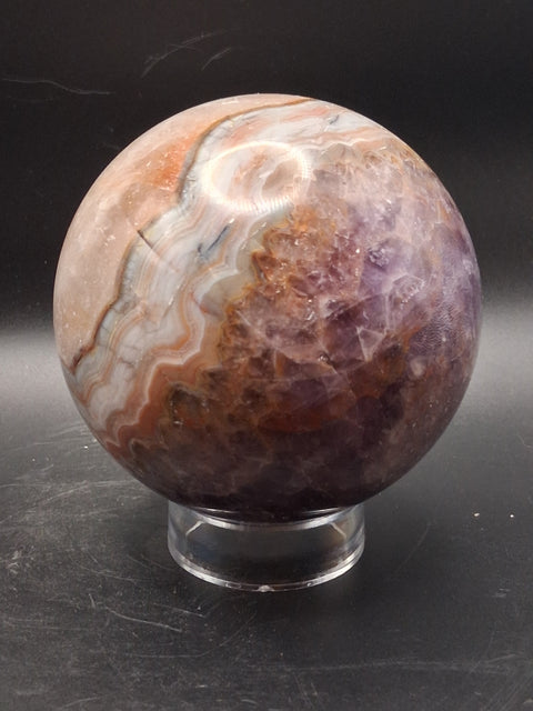 Large amethyst lace agate sphere! 89.6mm, 3.5", 2.3 pounds