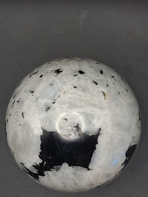Rainbow moonstone sphere! 1.8 pounds, 78.8mm, 3.1 inches