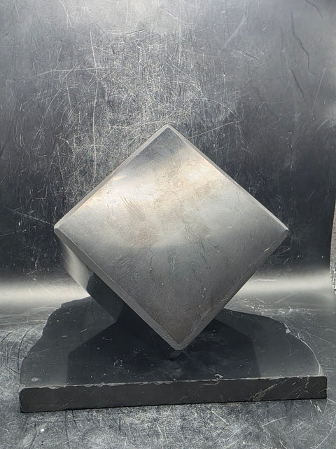 Shungite balancing cube with stand! 2.9 inch by 2.9" 2 pounds