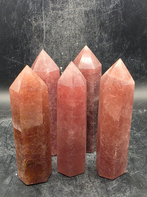 Strawberry quartz tower! 3.4 inches tall, 3 ounces!