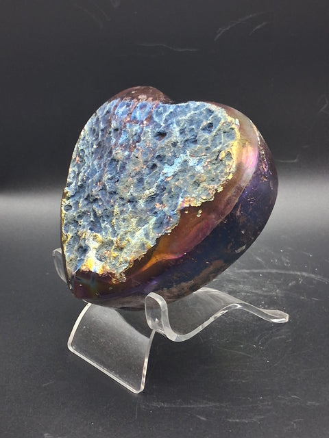 Aura quartz heart! 14 ounces, 3.5 inches by 3.5 inches