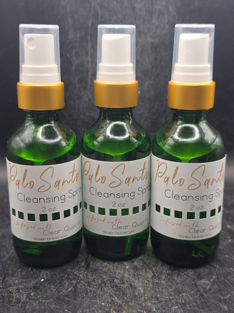 Palo santo cleansing spray infused with clear quartz!