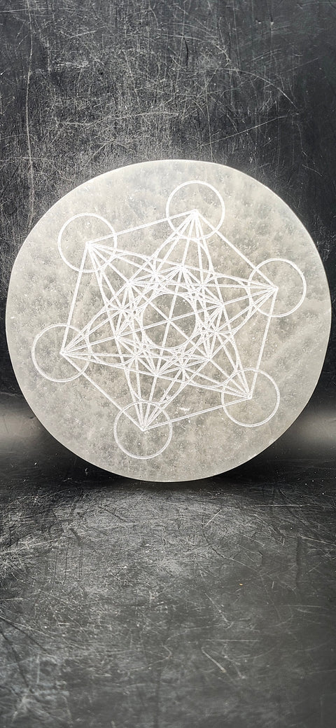 Metatrons cube selenite charging plate! 4 inches long, 9 ounces!