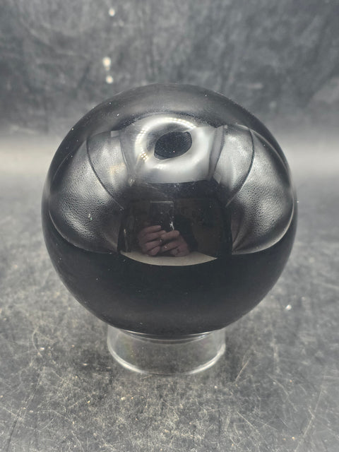 Black obsidian green faced moon! 2.5 inches, 11.5 ounces!