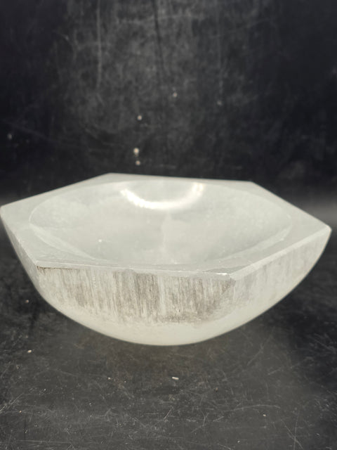 Selenite hexagonal bowl! 4.7 inches wide!