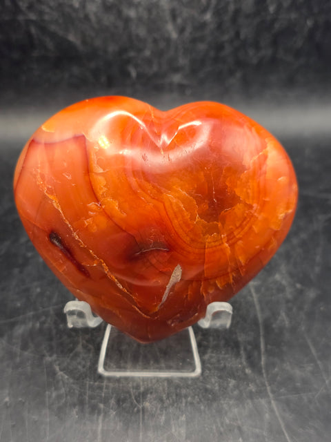 Carnelian agate heart! 7.2 ounces, 3 inches wide, 2.5 tall