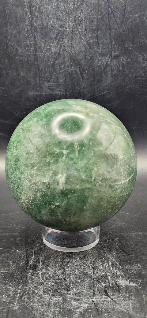 Green florite sphere with silver sparkles!! 68.5mm, 15.7 ounces
