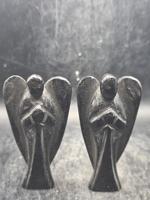 Black tourmaline gemstone angel! 3 inches tall, 1.6 ounces!