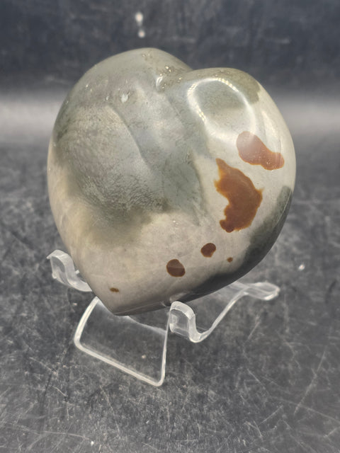 Polychrome jasper heart! 8 ounces, 2.9 inches wide, 2.7" tall