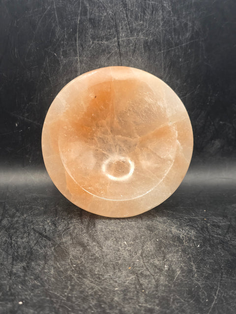 Peach selenite bowl! 3.9 inches wide, 12 ounces!