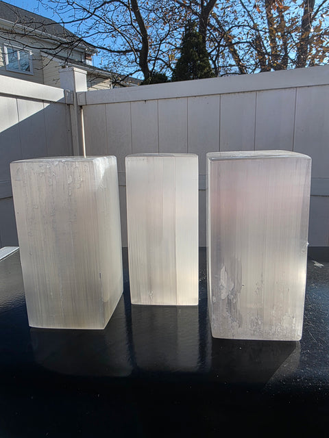 Rectangle polished selenite lamp! 3 pounds, 5.7" tall with led light!