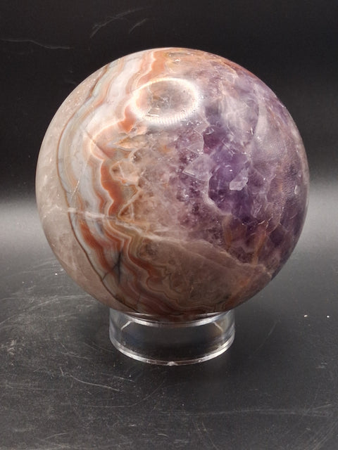 Large amethyst lace agate sphere! 89.6mm, 3.5", 2.3 pounds