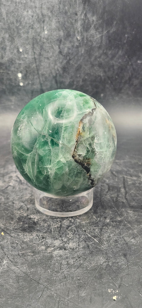 Florite sphere! 54.2mm, 2.1 inches, 9 ounces!
