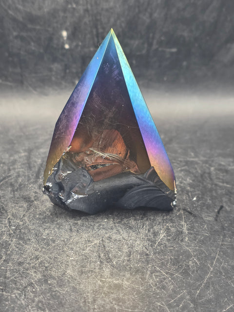Titanium obsidian polished top point! 4.6 ounces, 2.5 inches tall!