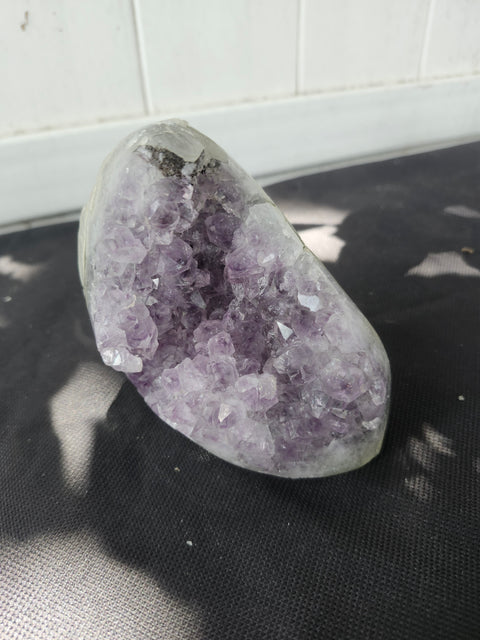 1.3 pound, 4.5 inch tall amethyst geode free form