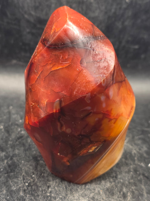 Carnelian agate flame tower! 12.5 ounces, 3.5 inches tall, 2.3".wide