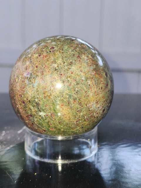 Ruby in kyanite sphere! 14 ounces, 61.1mm,2.40 inches uv reactive