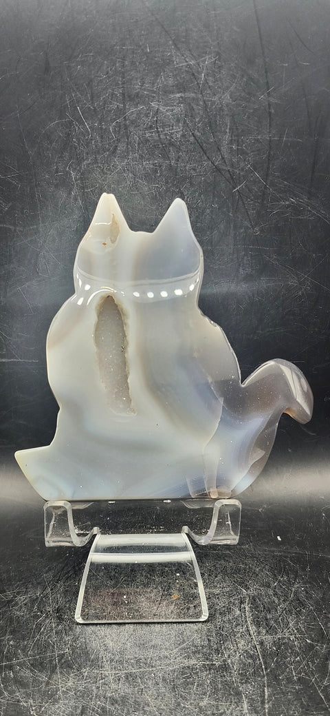 Druzy agate cat! 8 ounces, 4 inches tall, 4 inches wide