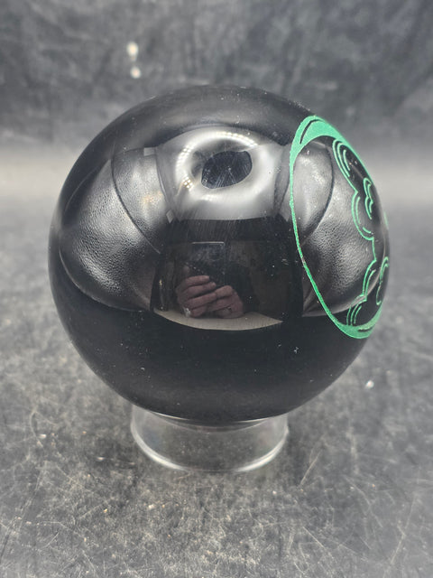 Black obsidian green faced moon! 2.5 inches, 11.5 ounces!