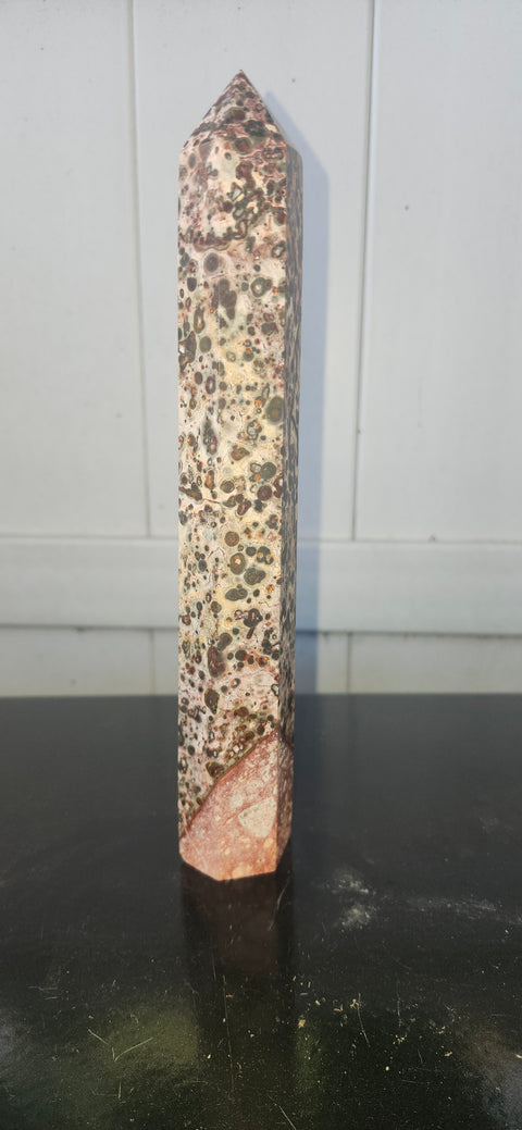 Leopard skin jasper tower! 9 inches tall, 14 ounces