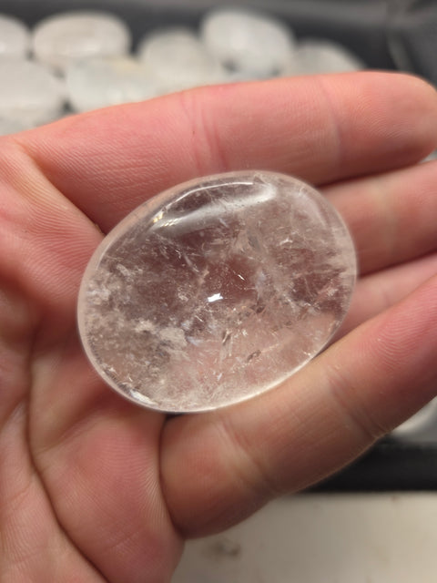 Clear quartz pillow palm stone! 1.7 inch