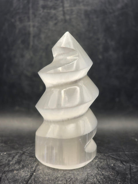 Selenite spiral tower! 3.9 inches tall, 9 ounces!