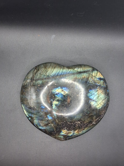 Large labradorite heart! 2.3 pounds, 5 by 5 inches