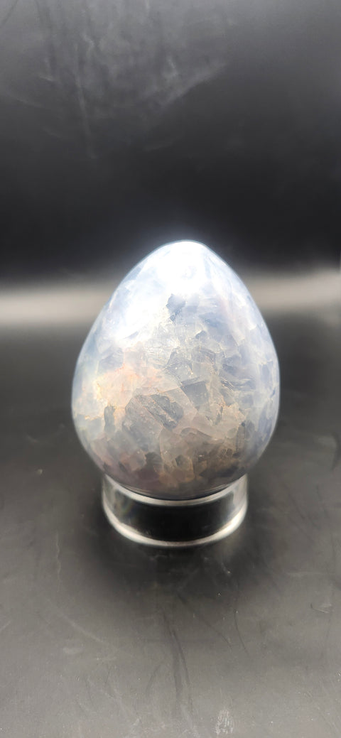 Blue calcite egg. 2.8 inches, 11.2 ounces