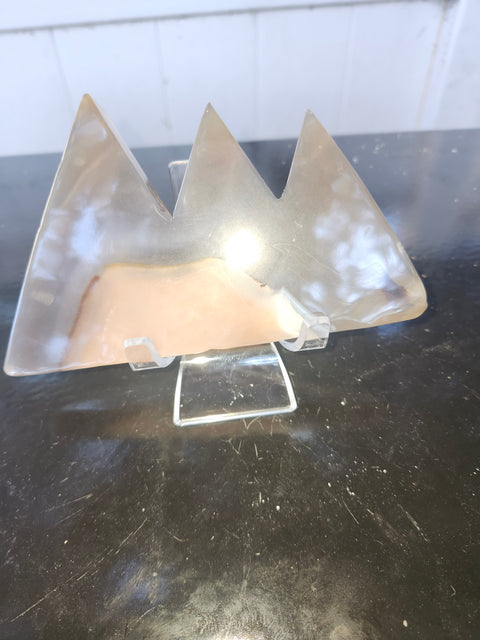 Druzy agate mountain carving! 6.3 ounces, 5 inches wide, 3 inchs tall