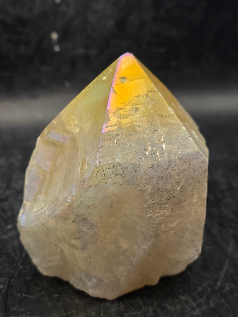 Angel aura citrine polished top point! 10 ounces, 2.8 inches tall