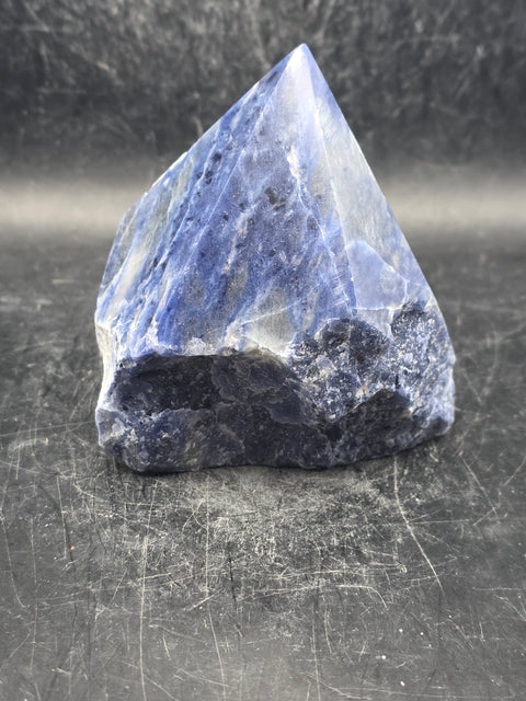 Sodalite polished top point! 12.2 ounces, 3.2 inches tall, 3" wide