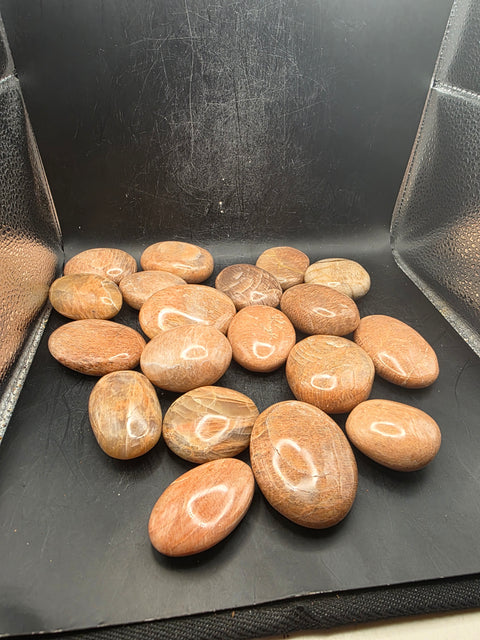 Peach moonstone palm stones! Set of 2! 1.5 inch to 2.7 inch