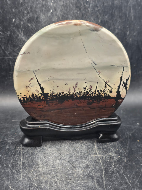 Natural picture jasper slab with stand! 5.1 ounces, 3.5 inches wide