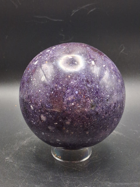 Large lepidolite sphere! 78.8mm, 3.1 inches, 1.8 pounds