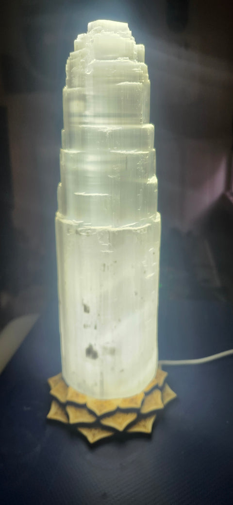 Jumbo selenite tower with led base! 10 inches tall, 4 pounds!