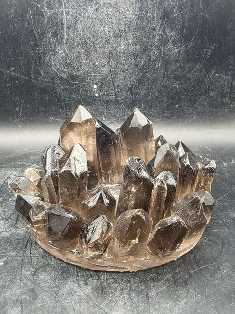 Smoky quartz candle holder! 15 ounces, 4 inches wide!