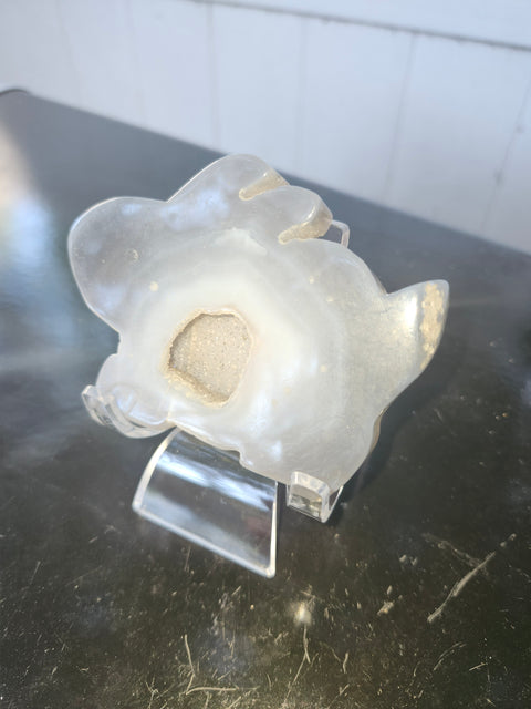 Druzy agate rabbit carving! 4.5 ounces, 3.5 inches wide, 2.5 inches tall