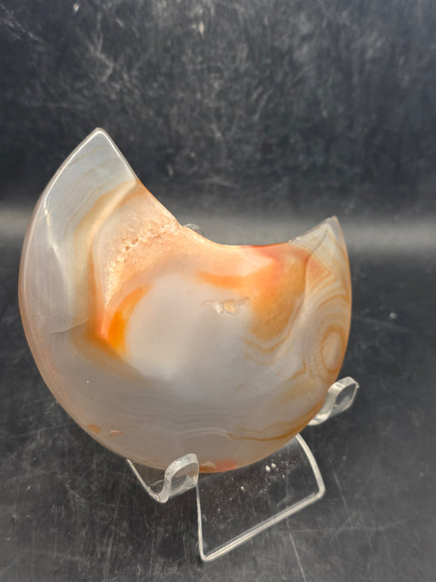 Druzy agate moon! 6.5 ounces, 3.6 by 2.3 inches!