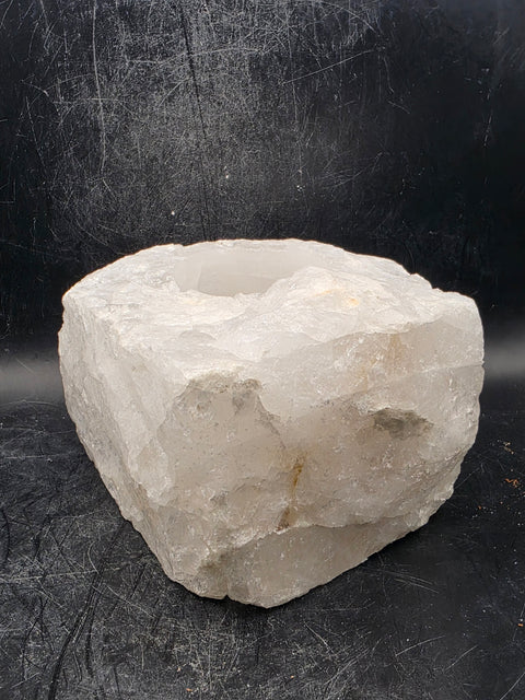 Clear quartz candle holder! 2.2 pounds, 4 inches by 3.5 inches!