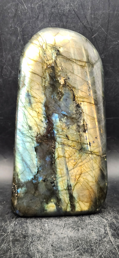 Labradorite free form! 1.9 pounds, 4.9 inches tall, 2.5 wide