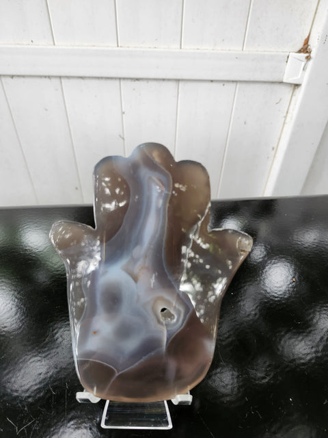 Druzy agate Hamsa hand carving! 11 ounces, 5.5 inches
