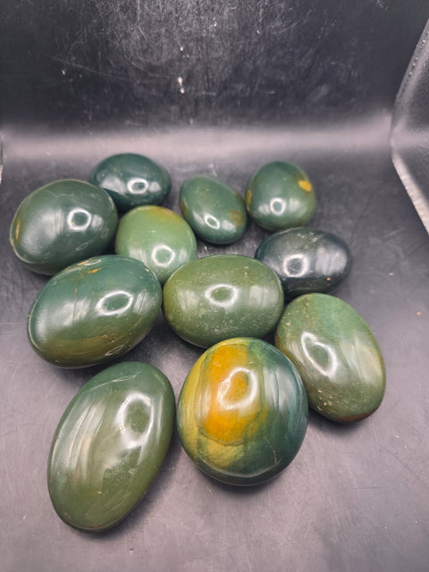 Green jasper palm stone! 1.8 too 2.4 inches!