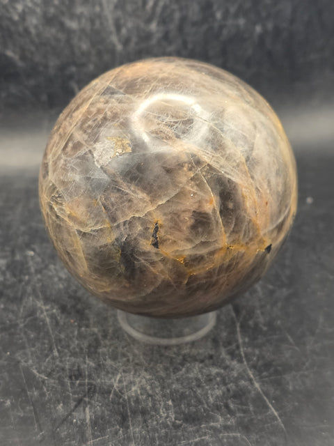 Black moonstone sphere! 73.7 mm, 2.9 inches, 1.3 pounds