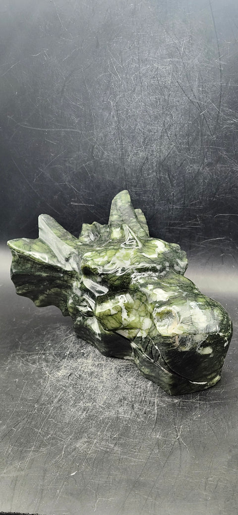Nephrite jade dragon skull! 1.13 pounds, 5.5 inches long, 2.7 tall