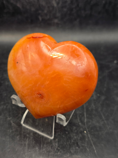Carnelian agate heart! 2.7 inches wide, 2.4 inches tall