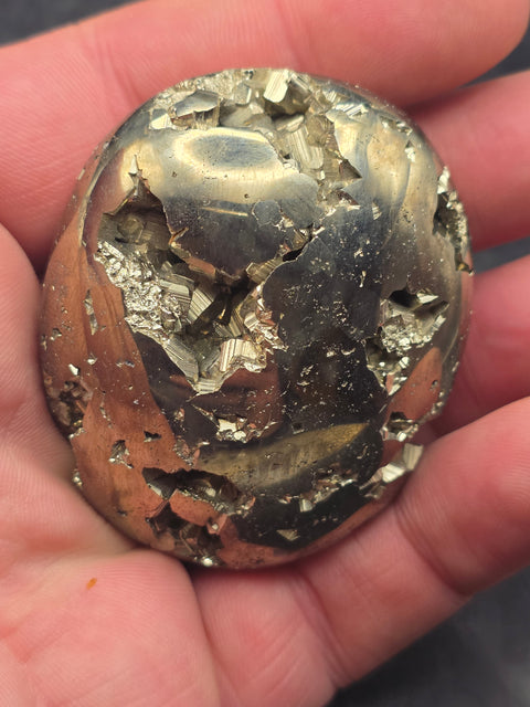 Pyrite palm stone! 6 ounces, 2.2 inches wide