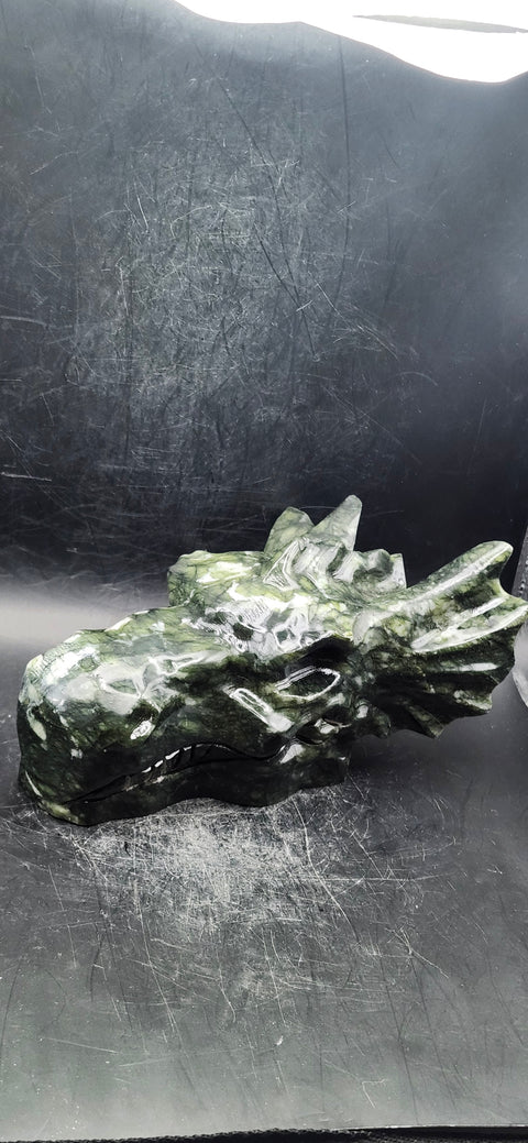 Nephrite jade dragon skull! 1.13 pounds, 5.5 inches long, 2.7 tall