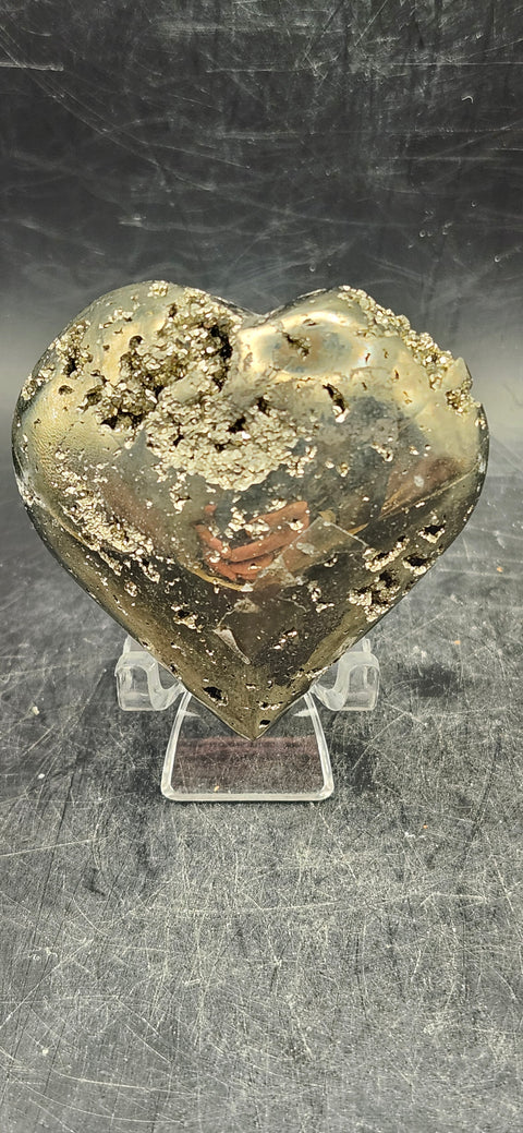 Pyrite heart! 4.7 ounces, 2.25 inches wide, 2.25 tall