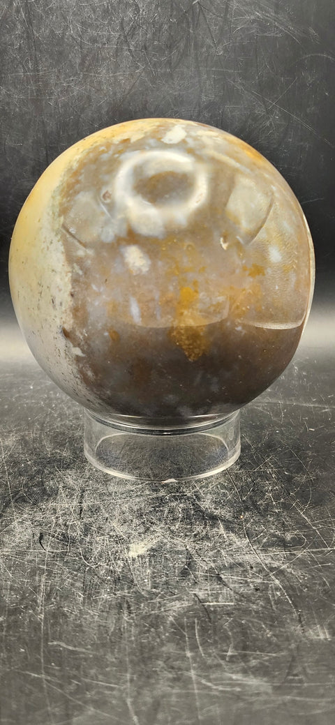 Druzy ocean jasper sphere! 82.6mm, 3.2 inches, 1.11 pounds!